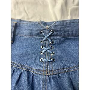 Vintage Y2K Squeeze Denim A-Line Skirt Lace Up Corset Back Size 13/14